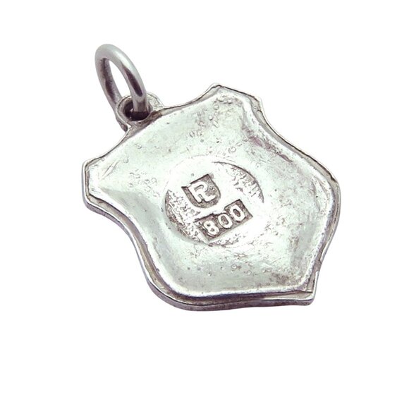 Vintage 800 Silver Oostende Belgium Saint Peter/Paul Church Enamel Shield Charm - Picture 3 of 3